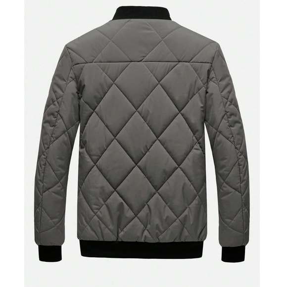 Men’s Zip Up Quilted Fleece Lined Jacket - Picture 9 of 11